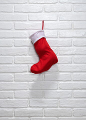 Chistmas sock hanging on a wall