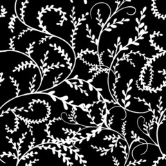 monochrome seamless background beautiful twigs. Vector illustration