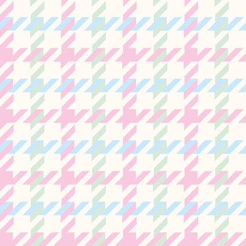 Pink, blue and green houndstooth seamless print illustration design pattern on light background