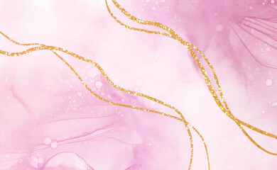 Gold and Pink alcohol ink marble watercolor background