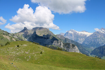 Fototapeta na wymiar Alpen mit Wanderpfad in der Schweiz 