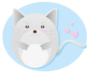 Valentine's Day concept. Pink heart with cute cat