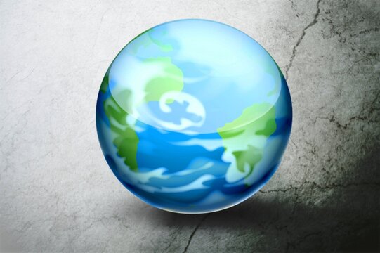 Earth World on Concrete Floor, Choose the right way for our world concept,