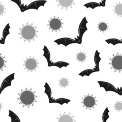 Bats and virus vector seamless pattern