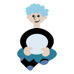 a man sitting cross his legs - a picture on the avatar of a site or blog, a child, a boy. Design element