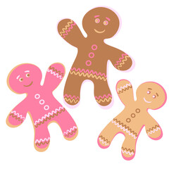 Illustration a square background - a gingerbread man, a festive curly cookie. Design element