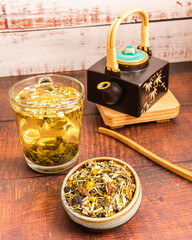 taza caliente de té verde orgánico