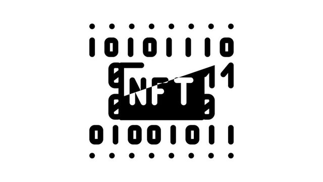 nft code animated line icon nft code sign. isolated on white background