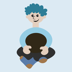 a man sitting cross his legs - a picture on the avatar of a site or blog, a child, a boy. Design element