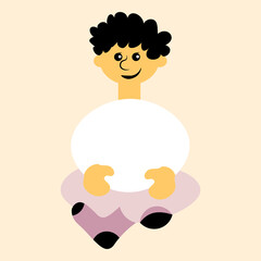 a man sitting cross his legs - a picture on the avatar of a site or blog, a child, a boy. Design element