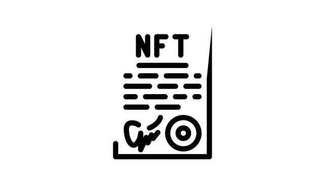 approved virtual nft contract animated line icon approved virtual nft contract sign. isolated on white background