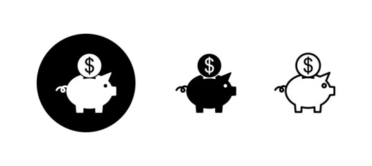 Piggy bank icons set. piggy money sign and symbol