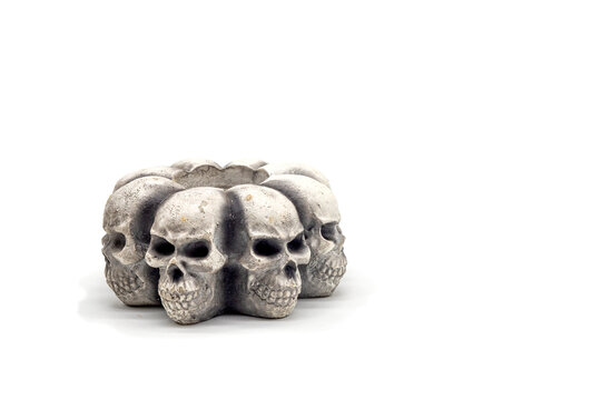 Isolated photos of a candlestick in the form of skulls