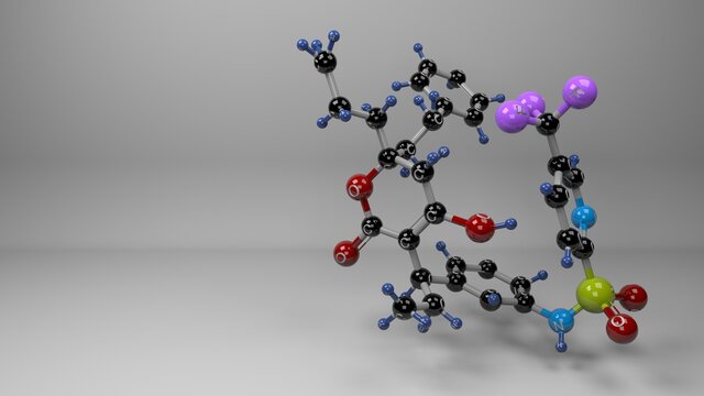 Tipranavir Molecule. Molecular Structure Of Aptivus, Antiretroviral Used In The Therapy And Prevention Of Human Immunodeficiency Virus (HIV) Infection. Footage Available.