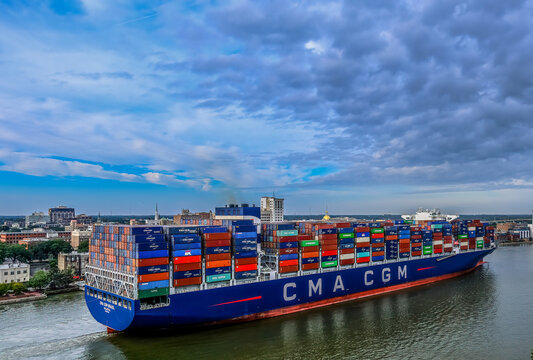 CMA CGM Freighter on Savannah River