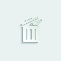open trash bin with a medicine mask  vector icon throwing used face mask in trash