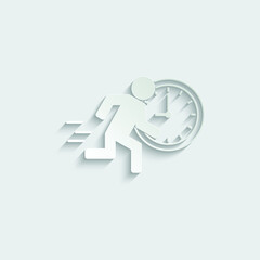 running man with clock icon vector