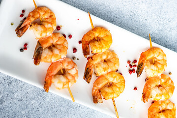Finger food for lunch with bbq shrims