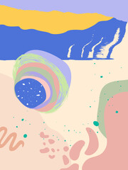 Abstract cut out collage trendy background. Abstract shapes.