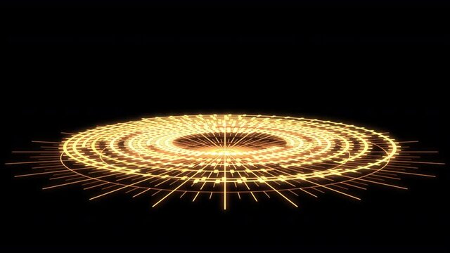 3D Arc Audio Equalizer B Radial Grids Yellow X80 Degrees Large VJ Loop Animation