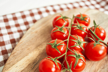 vegetables Cherry tomatoes on a cutting board view from above