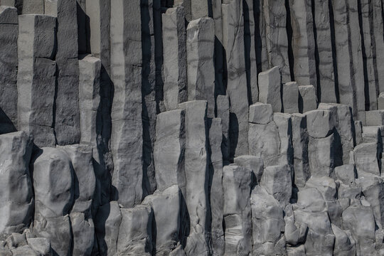 basalt columns on Reynisfjara beach in the south of Iceland