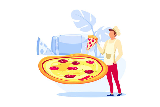 Italian cuisine illustration exclusive design inspiration, pizza chef, 
