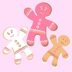 Illustration a square background - a gingerbread man, a festive curly cookie. Design element