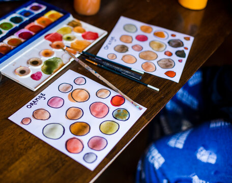 Art Project Inspired by Color. Watercolor for Children with Bright Mix