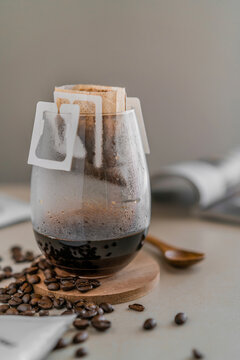 Close up of Filtered coffee brewing