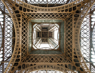 The Eiffel Tower in Paris from below