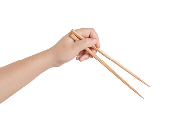  Woman hand holding chopsticks isolated