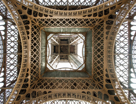 The Eiffel Tower in Paris from below