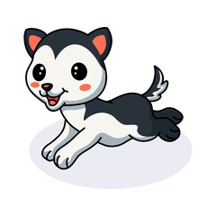 Obraz na płótnie Canvas Cute little husky dog cartoon running