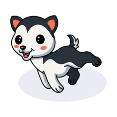 Cute little husky dog cartoon jumping