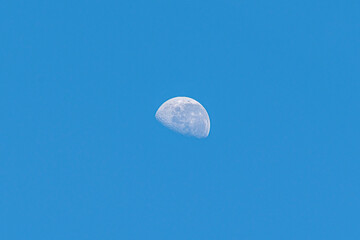 Fototapeta premium waning gibbous of moon in day isolated blue background