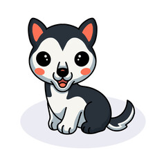 Cute little husky dog cartoon