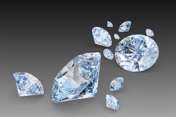 Natural Swiss blue topaz gemstone setting for making jewelry. Round shape. - obrazy, fototapety, plakaty
