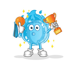 blue comet winner with trophie. cartoon character