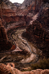 Looking Down On The Virgin River From Angels Landing