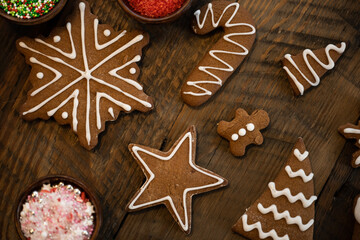 Looking Down Over Assorted Gingerbread Cookies