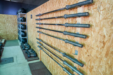 Set of weightlifting and Olympic bars