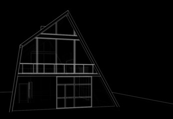 house architecture drawing 3d illustration 