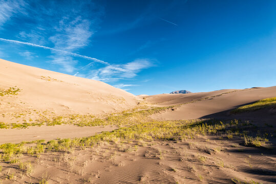 Sand Dunes against a blue sky in Colorado