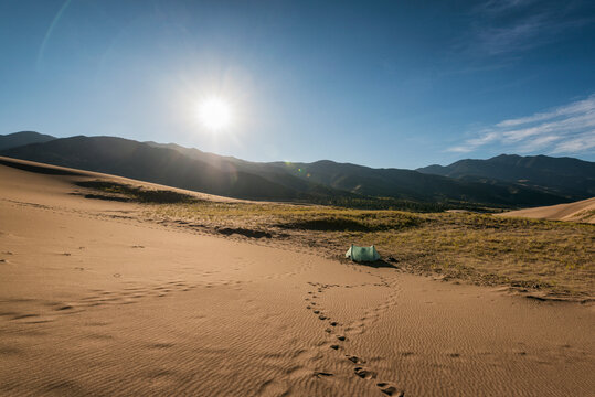 Shelter with sunset behind the Sangre de Cristo mountains
