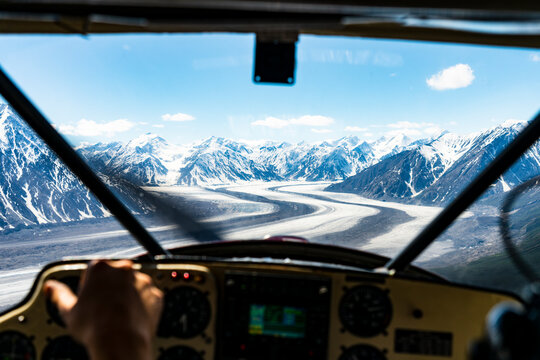 Flying Towards Mount Logan In Yukon Territory
