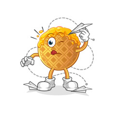 waffle with paper plane character. cartoon mascot vector