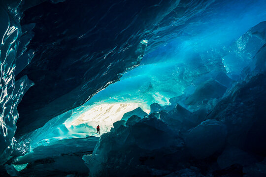 Exploring Glacial Ice Cave Inside Banff National Park