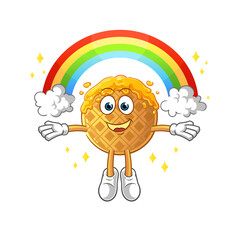 Naklejka premium waffle with a rainbow. cartoon vector