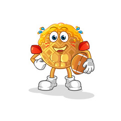 waffle playing rugby character. cartoon mascot vector